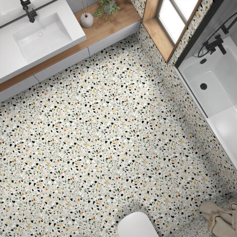 Stickers carrelage de sol anti-dérapant - Motif Terrazzo - 20x20 cm (1/4)