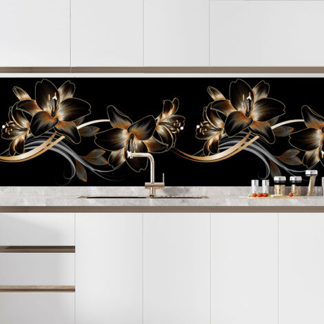 Crédence adhésive cuisine - Fleurs Design - 50x87,5 cm - Adhésif + Protection MATE