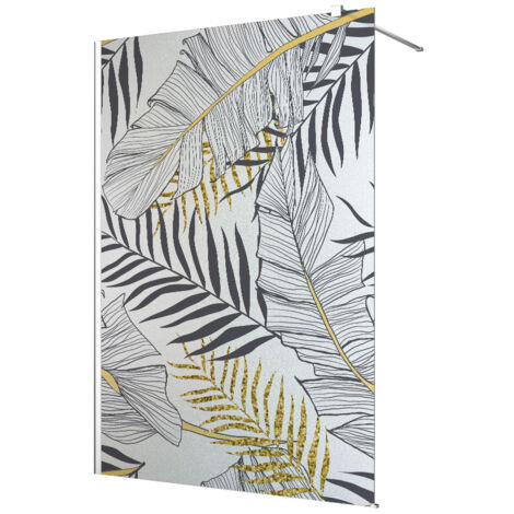 Stickers paroi de douche dépoli - Feuilles Tropicales - 120 x 200 cm