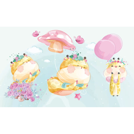 Papier peint panoramique Enfants - Chats Champignon - 130 cm x 81 cm (1/2)