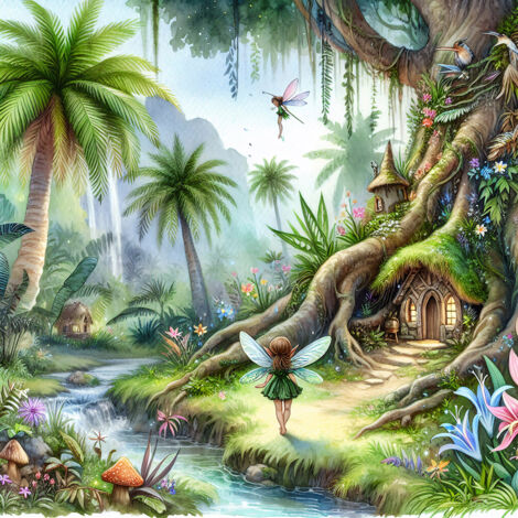 Papier peint panoramique Enfants - Féerique - 130 cm x 130 cm (1/2)