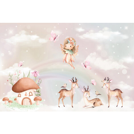 Papier peint panoramique Enfants - Animaux de la Forêt Fée - 260 cm x 172 cm (1/2)