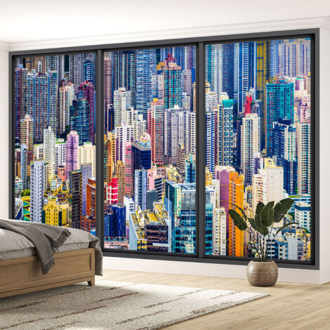 Papier peint panoramique Trompe l'oeil baie vitrée - New york - 130 cm x 78 cm (1/5)