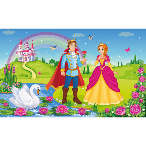 Papier peint panoramique Enfants - Prince et Princesse - 195 cm x 119 cm (1/2)