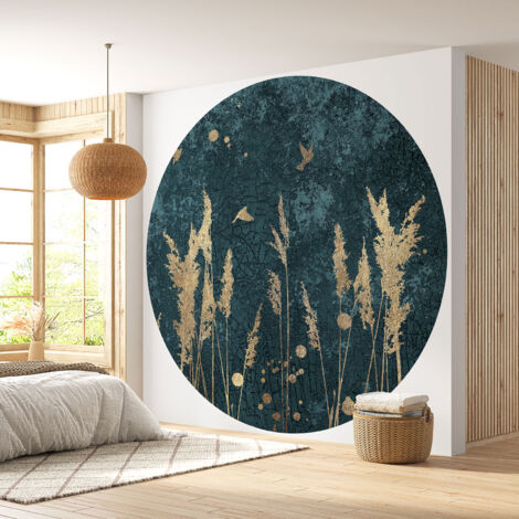 Papier peint rond / cercle - Motif botanique - Diamètre 70 cm (1/4)