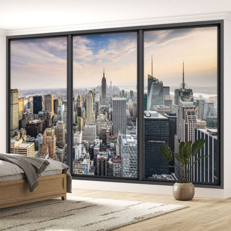 Papier peint panoramique Trompe l'oeil baie vitrée - New york - 130 cm x 78 cm (1/5)