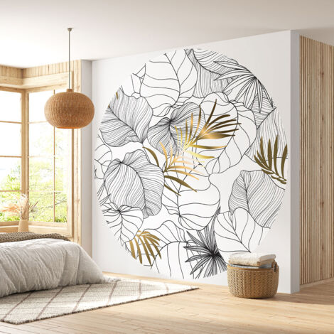 Papier peint rond / cercle - Motif botanique - Diamètre 240 cm en 4 Parties