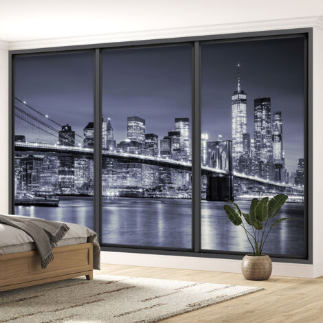 Papier peint panoramique Trompe l'oeil baie vitrée - New york - 130 cm x 78 cm (1/5)