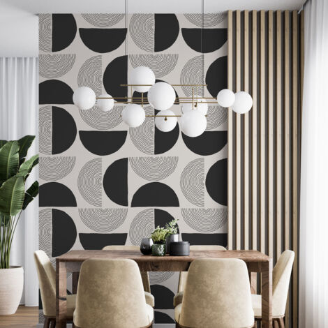 Papier peint - Motif géométrique - 7 LÉS de 60x260 cm - Surface L 420 x H 260 cm (1/4)