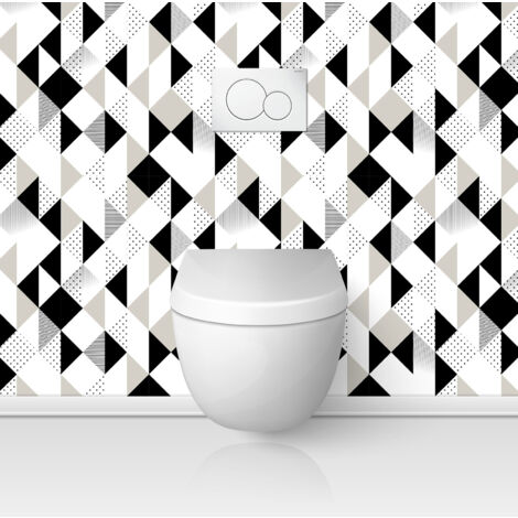 Crédence adhésive WC - Motif Géométrique - 50x50 cm - Adhésif BRILLANT (1/3)