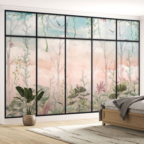 Papier peint panoramique Trompe l'oeil Verrière - Jungle - 325 cm x 206 cm