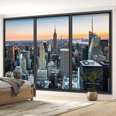 Papier peint panoramique Trompe l'oeil baie vitrée - New york - 130 cm x 78 cm (1/5)