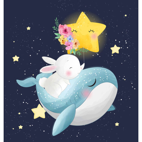 Papier peint panoramique Enfants - Baleine Etoile - 239 cm x 255 cm (1/2)