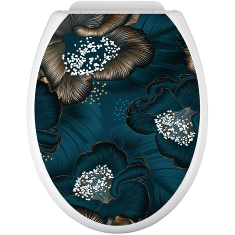 Stickers Abattant WC - Fleurs - 35x43 cm - Adhésif BRILLANT (1/2)