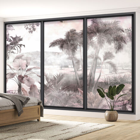 Papier peint panoramique Trompe l'oeil baie vitrée - Jungle - 325 cm x 195 cm (1/5)