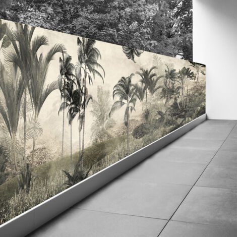 Brise vue Trompe l'oeil - 100x375 cm - Forêt tropicale - Recto Imprimé / Verso BlancBâche Pleine - 100% d'occultation (1/3)