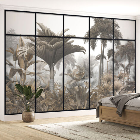 Papier peint panoramique Trompe l'oeil Verrière - Jungle - 395 cm x 250 cm (1/5)