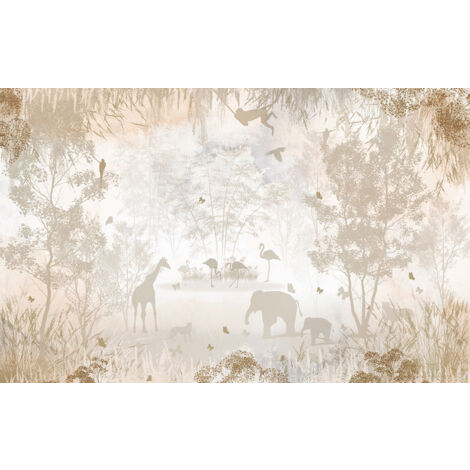 Papier peint panoramique Enfants - Animaux de la Jungle - 130 cm x 81 cm (1/2)