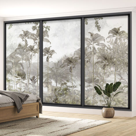 Papier peint panoramique Trompe l'oeil baie vitrée - Jungle - 417 cm x 250 cm (1/5)
