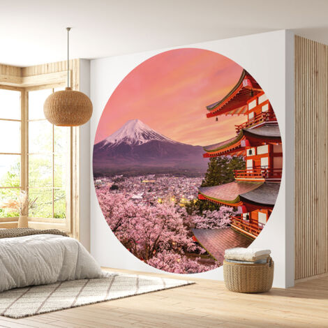 Papier peint rond / cercle - Mont Fuji Japon - Diamètre 90 cm (1/4)