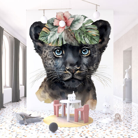 Papier peint panoramique Enfants - Petite Panthère Noire - 397 cm x 255 cm (1/3)