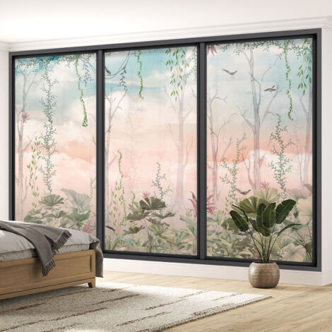 Papier peint panoramique Trompe l'oeil baie vitrée - Forêt - 130 cm x 78 cm (1/5)