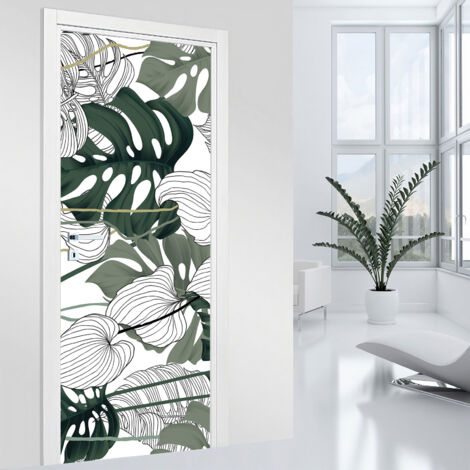 Stickers pour porte - Feuilles - 73 x 205 cm - Adhésif MAT (1/2)