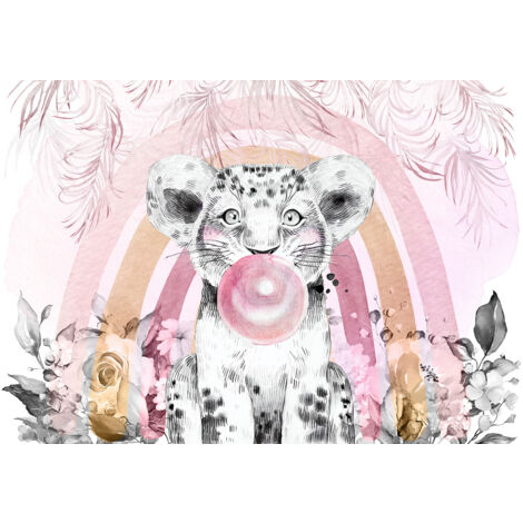 Papier peint panoramique Enfants - Lion bulle - 390 cm x 270 cm (1/2)