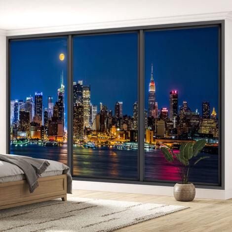 Papier peint panoramique Trompe l'oeil baie vitrée - New york - 130 cm x 78 cm (1/5)