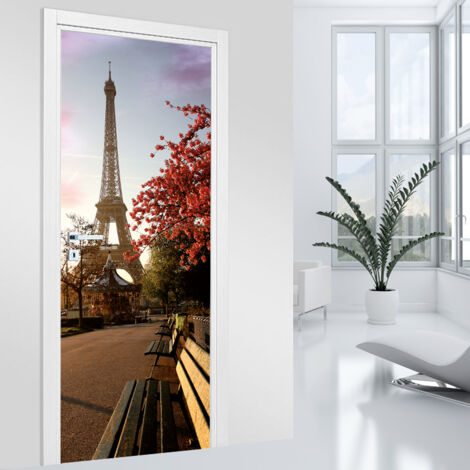 Stickers pour porte - Tour Eiffel - 63 x 205 cm - Adhésif MAT (1/2)