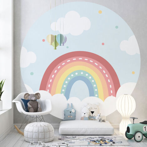 Papier peint rond / cercle Enfants - Arc-en-Ciel - 1242 - Diamètre 50 cm (1/3)