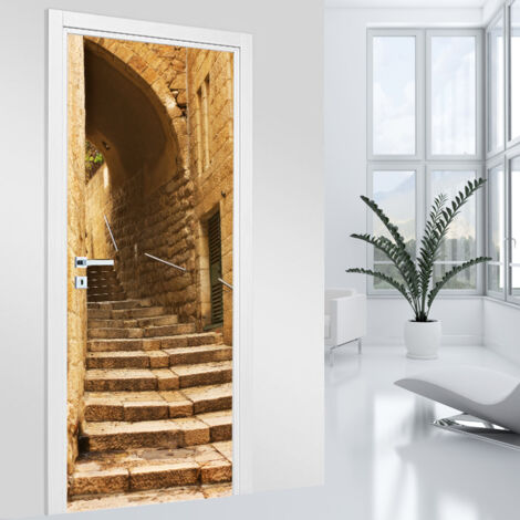 Stickers pour porte - Escaliers - 63 x 205 cm - Adhésif MAT (1/2)