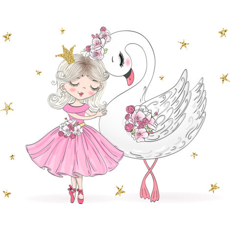 Papier peint panoramique Enfants - Princesse Cygne - 195 cm x 154 cm (1/2)