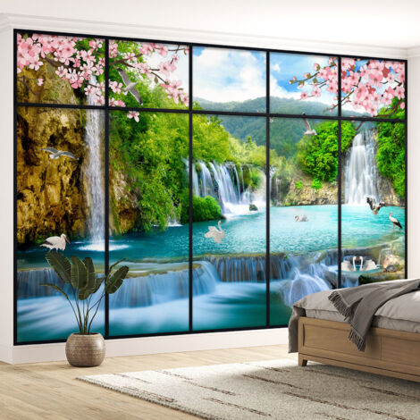 Papier peint panoramique Trompe l'oeil Verrière - Cascades - 130 cm x 82 cm (1/5)