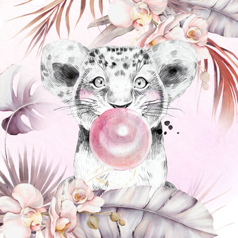 Papier peint panoramique Enfants - Lion bulle - 130 cm x 130 cm (1/2)