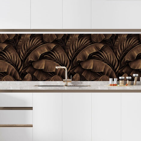 Crédence adhésive cuisine - Feuilles tropicales - 80x160 cm - Adhésif MAT (1/5)