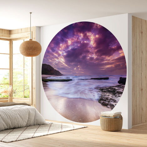 Papier peint rond / cercle - Vue Mer - Diamètre 70 cm (1/4)