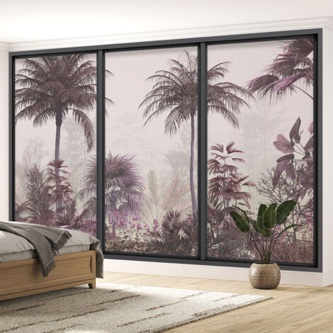 Papier peint panoramique Trompe l'oeil baie vitrée - Forêt tropicale - 130 cm x 78 cm (1/5)