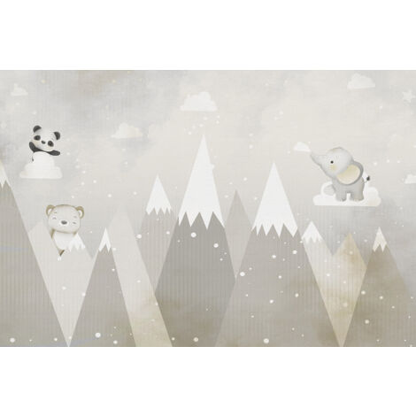 Papier peint panoramique Enfants - Montagnes Animaux - 130 cm x 87 cm (1/2)