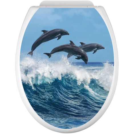 Stickers Abattant WC - Dauphins - 35x43 cm - Adhésif BRILLANT (1/2)