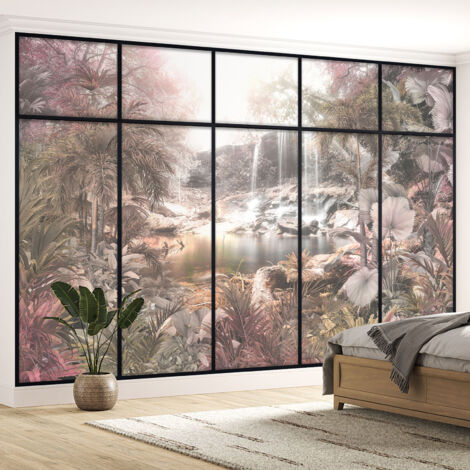 Papier peint panoramique Trompe l'oeil Verrière - Jungle - 395 cm x 250 cm (1/5)