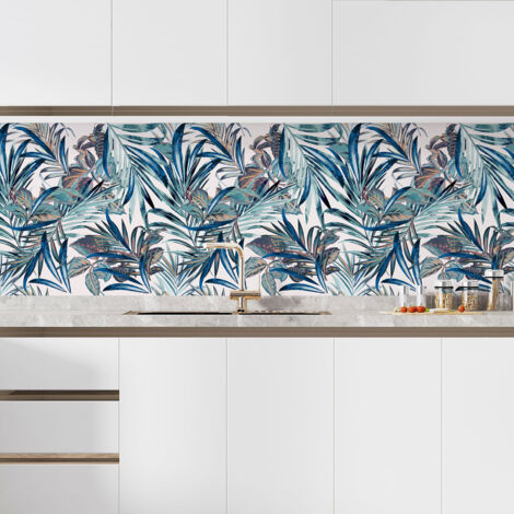 Crédence adhésive cuisine - Fleurs tropicales - 90x90 cm - Adhésif MAT (1/5)