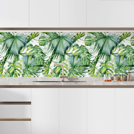 Crédence adhésive cuisine - Fleurs tropicales - 50x50 cm - Adhésif BRILLANT (1/5)