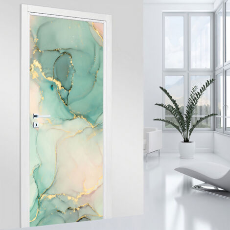 Stickers pour porte - Effet marbré - 73 x 205 cm - Adhésif MAT (1/2)