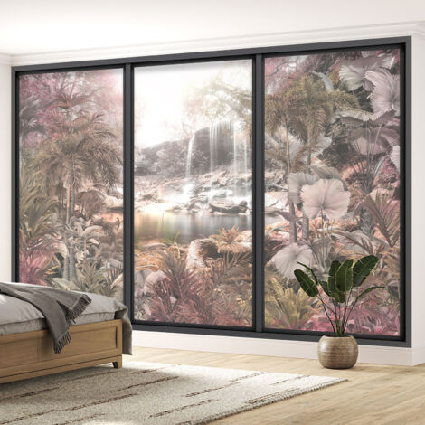 Papier peint panoramique Trompe l'oeil baie vitrée - Jungle - 390 cm x 234 cm (1/5)