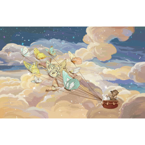 Papier peint panoramique Enfants - Animaux Papillons - 130 cm x 82 cm (1/2)