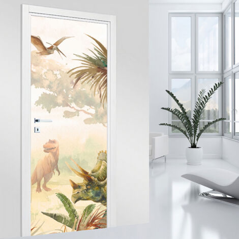 Stickers pour porte - Dinosaures - 93 x 205 cm - Adhésif + Protection MATE (1/2)