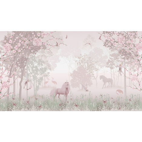 Papier peint panoramique Enfants - Licornes - 260 cm x 147 cm (1/2)