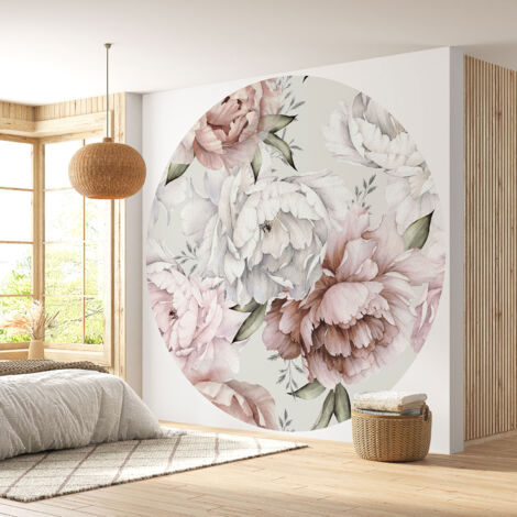 Papier peint rond / cercle - Motif floral - Diamètre 70 cm (1/4)