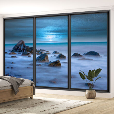Papier peint panoramique Trompe l'oeil baie vitrée - Vue mer - 130 cm x 78 cm (1/5)